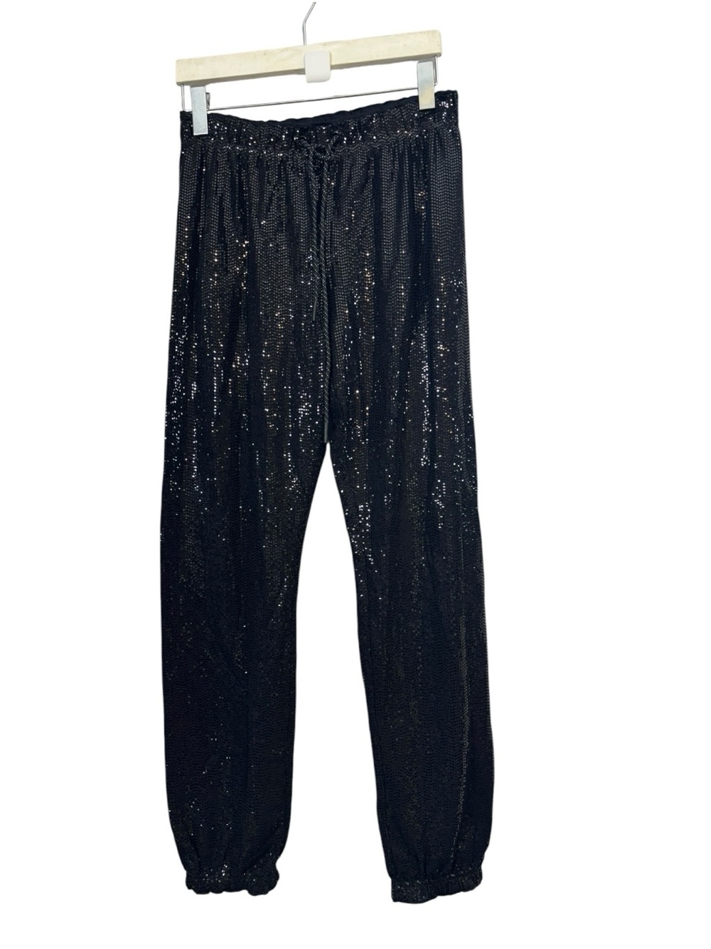 PAM & GELA Black Mirror Ball sequins Jogger Sweatpants Womenβs Size M